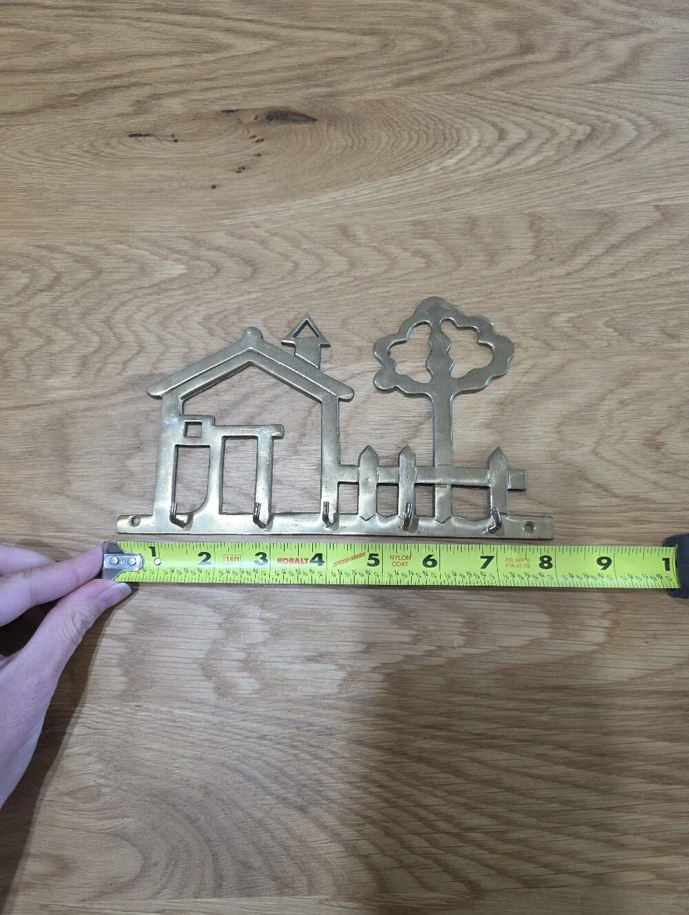 Brass House & Tree Wall Hook Rack - Gold Finish